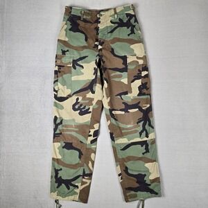 Vintage US‎ Military Pants Mens Small Regular Woodland Camo Combat BDU Trousers
